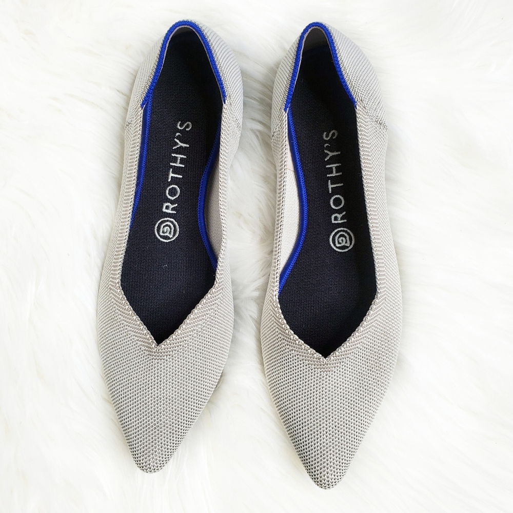 Rothy's | The Point Light Gray Flat Pointed Toe Size 9W